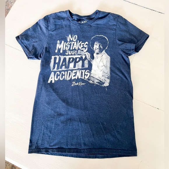 Bob Ross Other - Bob Ross "No Mistakes Just Happy Accidents" Graphic Tee - Navy S unisex